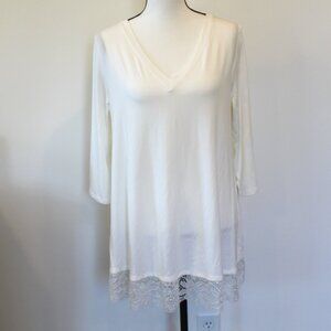 Zenana Premium Cream Colored Top/Tunic Lace Bottom Sz XL